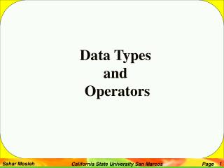 Data Types and Operators