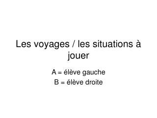 Les voyages / les situations à jouer