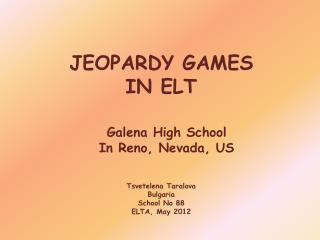 JEOPARDY GAMES IN ELT