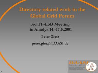 Directory related work in the Global Grid Forum