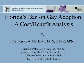 Florida’s Ban on Gay Adoption A Cost/Benefit Analysis