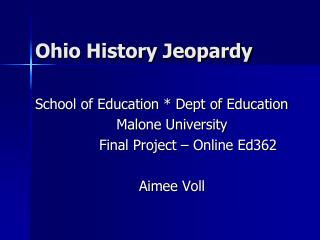 Ohio History Jeopardy