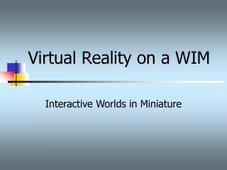 Virtual Reality on a WIM