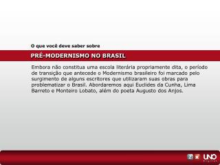 PRÉ-MODERNISMO NO BRASIL