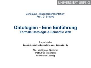 Ontologien - Eine Einführung Formale Ontologie &amp; Semantic Web