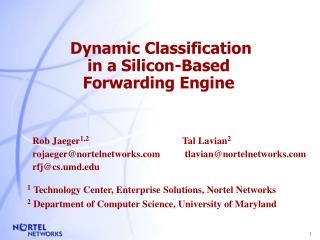 Dynamic Classification in a Silicon-Based Forwarding Engine