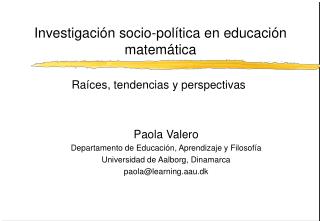 Investigación socio-política en educación matemática