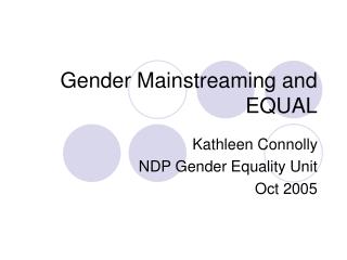 Gender Mainstreaming and EQUAL