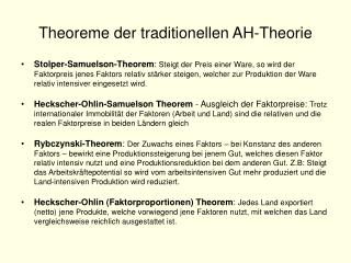 Theoreme der traditionellen AH-Theorie