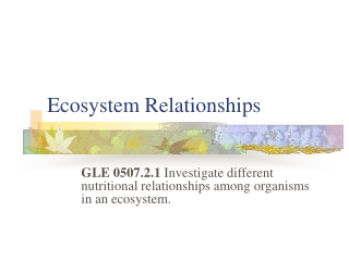 Ecosystem Relationships
