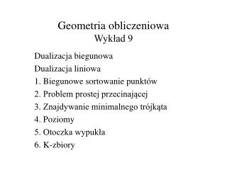 Geometria obliczeniowa Wykład 9