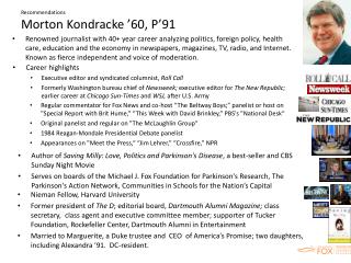 Recommendations Morton Kondracke ’60, P’91
