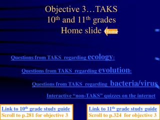 Objective 3…TAKS 10 th and 11 th grades Home slide