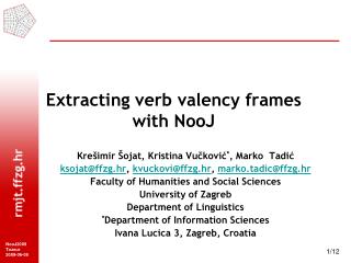 Extracting verb valency frames with Noo J