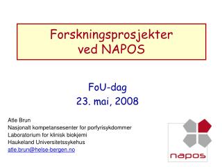 Forskningsprosjekter ved NAPOS