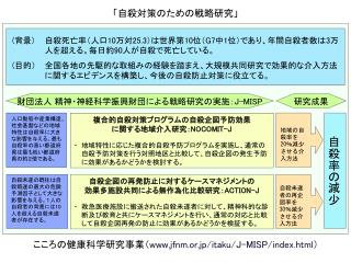 こころの健康科学研究事業 （ jfnm.or.jp/itaku/J-MISP/index.html ）