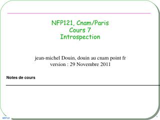 NFP121, Cnam/Paris Cours 7 Introspection