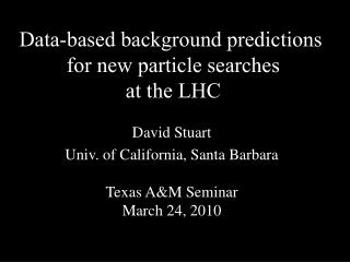 Data-based background predictions for new particle searches at the LHC