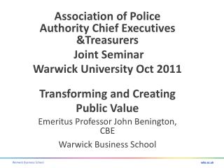 Association of Police Authority Chief Executives &amp;Treasurers Joint Seminar