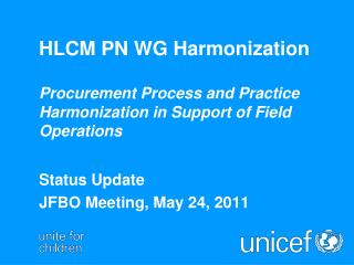 Status Update JFBO Meeting, May 24, 2011