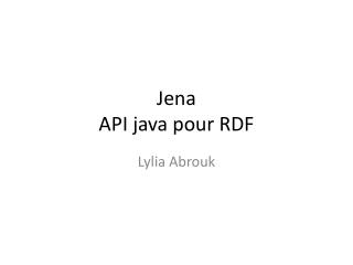 Jena API java pour RDF