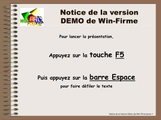 Notice de la version DEMO de Win-Firme