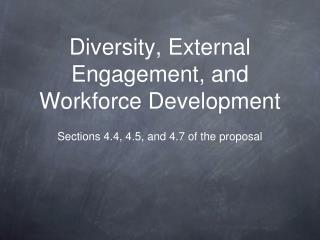 Diversity, External Engagement, and Workforce Development