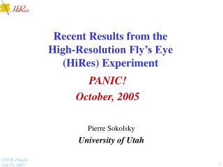 Recent Results from the High-Resolution Fly’s Eye (HiRes) Experiment