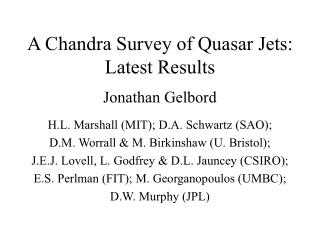 A Chandra Survey of Quasar Jets: Latest Results