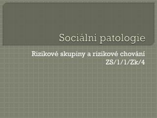 Sociální patologie