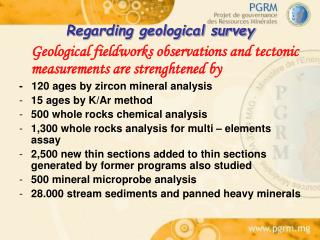 Regarding geological survey
