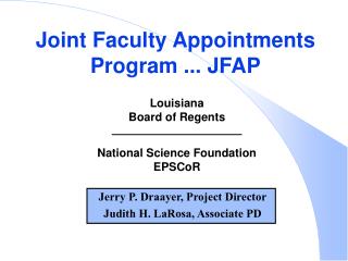 Joint Faculty Appointments Program ... JFAP