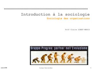 Introduction à la sociologie Sociologie des organisations Prof Claire LOBET-MARIS