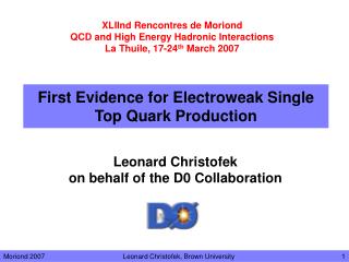 First Evidence for Electroweak Single Top Quark Production