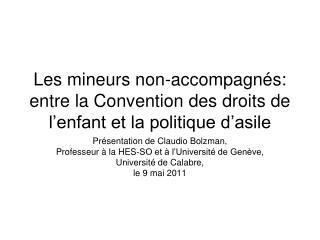 Les mineurs non-accompagnés: entre la Convention des droits de l’enfant et la politique d’asile