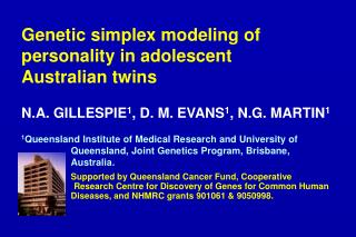 Genetic simplex modeling of personality in adolescent Australian twins