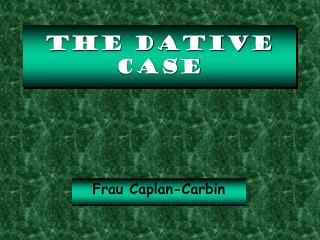 The Dative Case