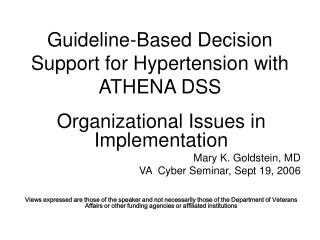 Guideline-Based Decision Support for Hypertension with ATHENA DSS