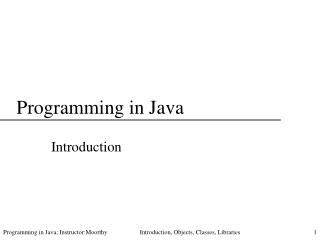 Programming in Java