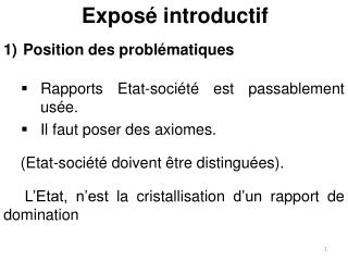 Exposé introductif