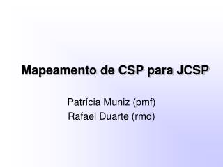 Mapeamento de CSP para JCSP