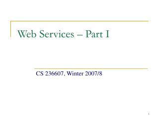 Web Services – Part I