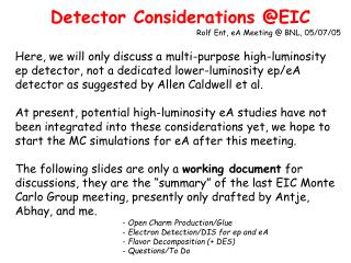 Detector Considerations @EIC