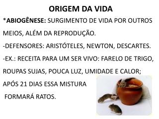 ORIGEM DA VIDA