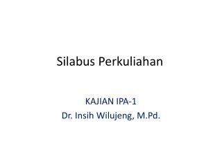 Silabus Perkuliahan