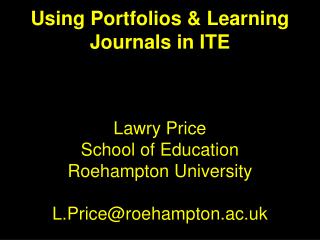 Portfolios &amp; Learning Journals