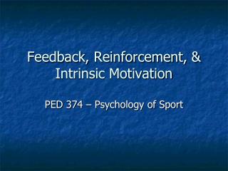 Feedback, Reinforcement, &amp; Intrinsic Motivation