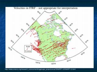 Velocities in ITRF – not appropriate for interpretation