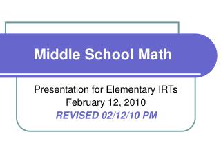 Middle School Math