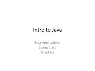 Intro to Java